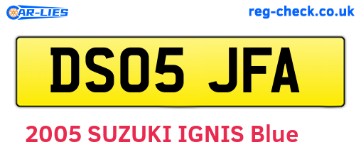 DS05JFA are the vehicle registration plates.