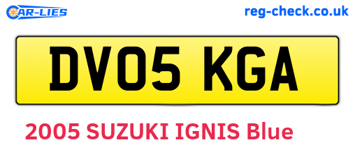 DV05KGA are the vehicle registration plates.