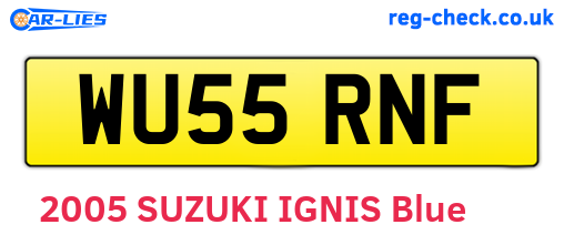 WU55RNF are the vehicle registration plates.