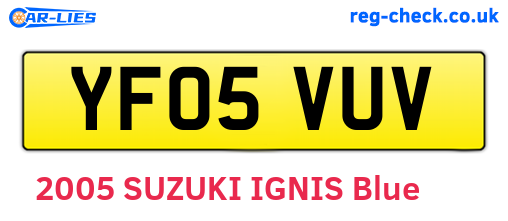 YF05VUV are the vehicle registration plates.
