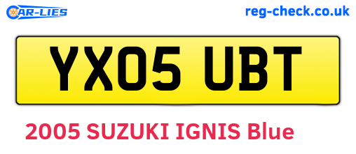 YX05UBT are the vehicle registration plates.