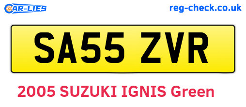 SA55ZVR are the vehicle registration plates.