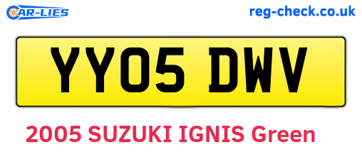 YY05DWV are the vehicle registration plates.