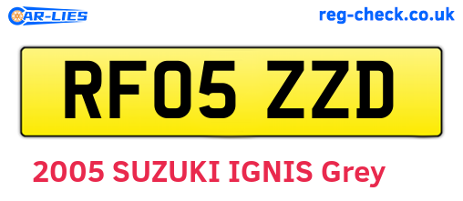 RF05ZZD are the vehicle registration plates.