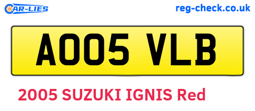 AO05VLB are the vehicle registration plates.