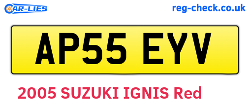 AP55EYV are the vehicle registration plates.