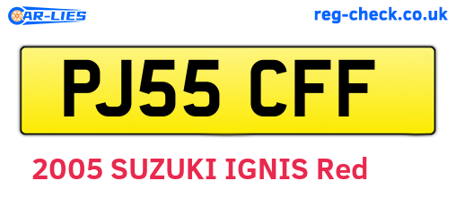 PJ55CFF are the vehicle registration plates.