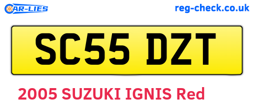SC55DZT are the vehicle registration plates.