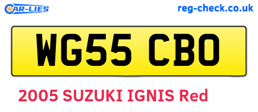 WG55CBO are the vehicle registration plates.