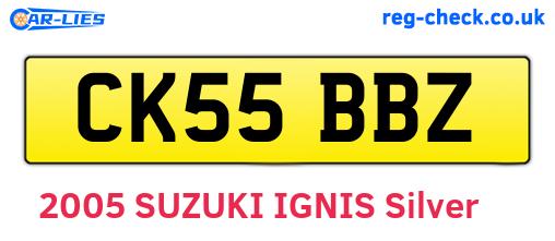 CK55BBZ are the vehicle registration plates.