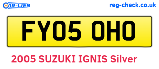 FY05OHO are the vehicle registration plates.