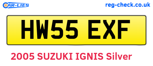 HW55EXF are the vehicle registration plates.