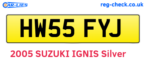 HW55FYJ are the vehicle registration plates.