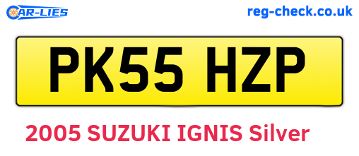 PK55HZP are the vehicle registration plates.