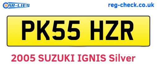 PK55HZR are the vehicle registration plates.