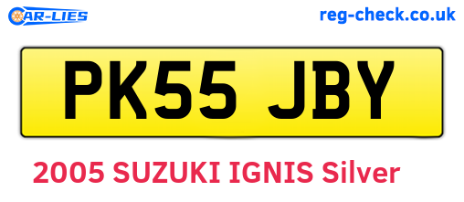 PK55JBY are the vehicle registration plates.