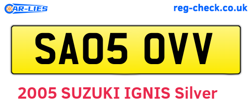 SA05OVV are the vehicle registration plates.