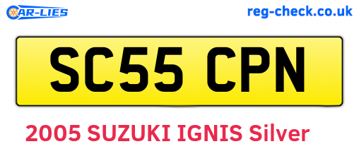 SC55CPN are the vehicle registration plates.