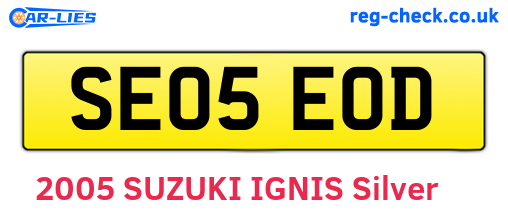 SE05EOD are the vehicle registration plates.