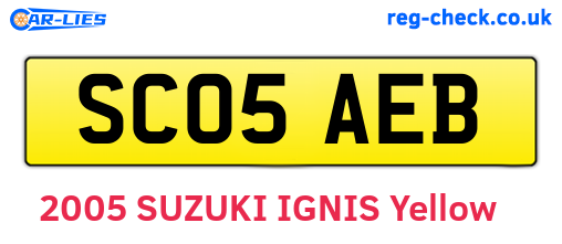 SC05AEB are the vehicle registration plates.