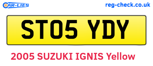 ST05YDY are the vehicle registration plates.