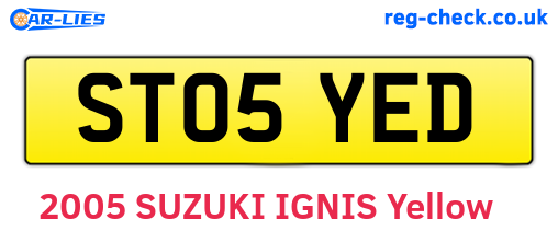 ST05YED are the vehicle registration plates.