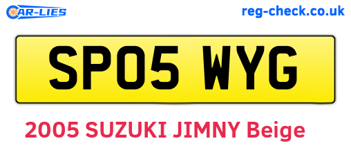 SP05WYG are the vehicle registration plates.