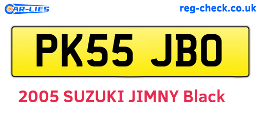 PK55JBO are the vehicle registration plates.