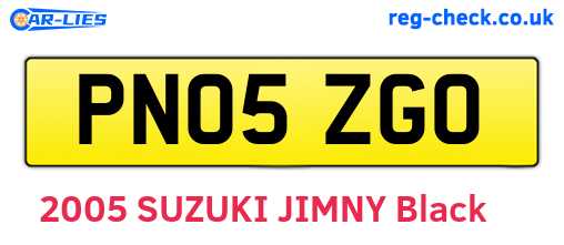 PN05ZGO are the vehicle registration plates.