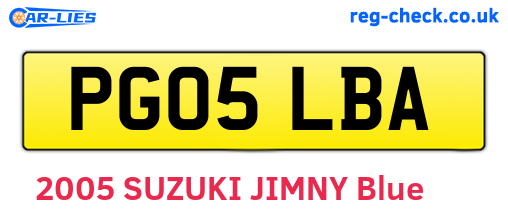 PG05LBA are the vehicle registration plates.