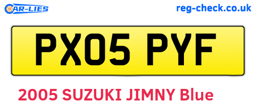 PX05PYF are the vehicle registration plates.