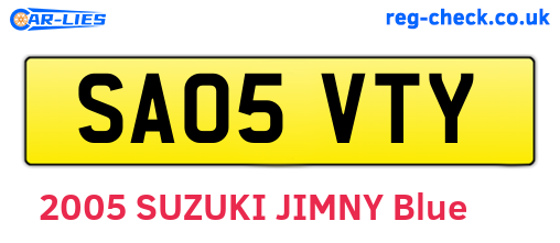 SA05VTY are the vehicle registration plates.
