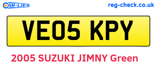 VE05KPY are the vehicle registration plates.