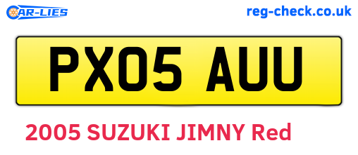 PX05AUU are the vehicle registration plates.