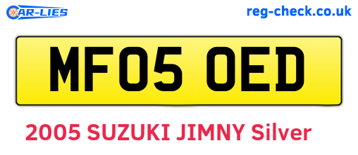 MF05OED are the vehicle registration plates.