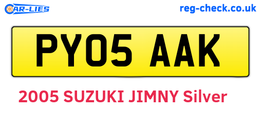 PY05AAK are the vehicle registration plates.