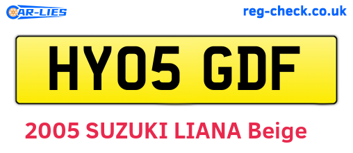 HY05GDF are the vehicle registration plates.
