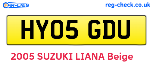 HY05GDU are the vehicle registration plates.