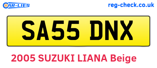 SA55DNX are the vehicle registration plates.