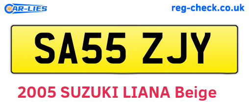 SA55ZJY are the vehicle registration plates.