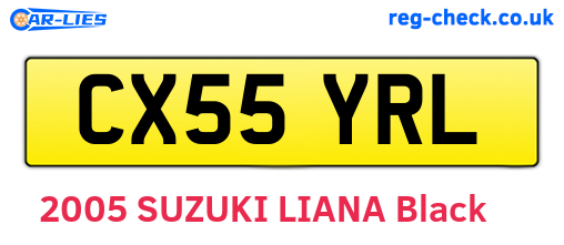 CX55YRL are the vehicle registration plates.