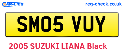 SM05VUY are the vehicle registration plates.