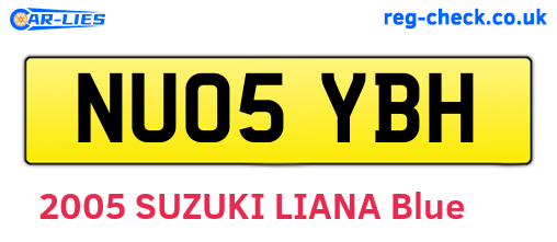 NU05YBH are the vehicle registration plates.