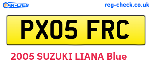 PX05FRC are the vehicle registration plates.