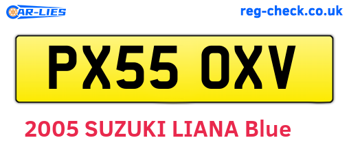 PX55OXV are the vehicle registration plates.