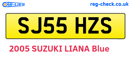 SJ55HZS are the vehicle registration plates.