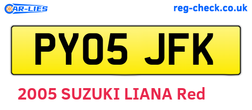 PY05JFK are the vehicle registration plates.