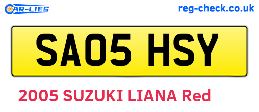 SA05HSY are the vehicle registration plates.