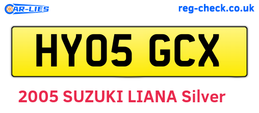 HY05GCX are the vehicle registration plates.
