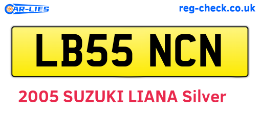 LB55NCN are the vehicle registration plates.